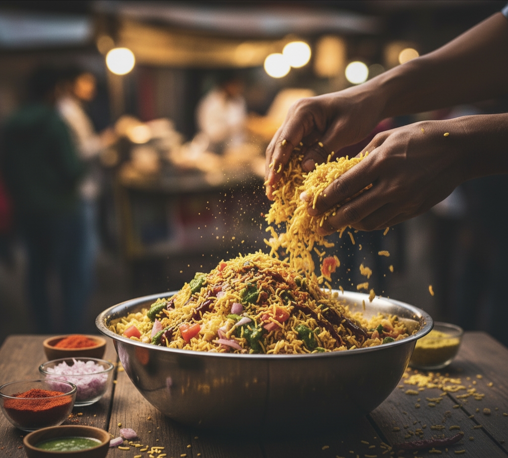 बेलपुरी रेसिपी – घर पर बनाएं मुंबई स्टाइल भेल पूरी | Bhel Puri Best Recipe in Hindi 2025